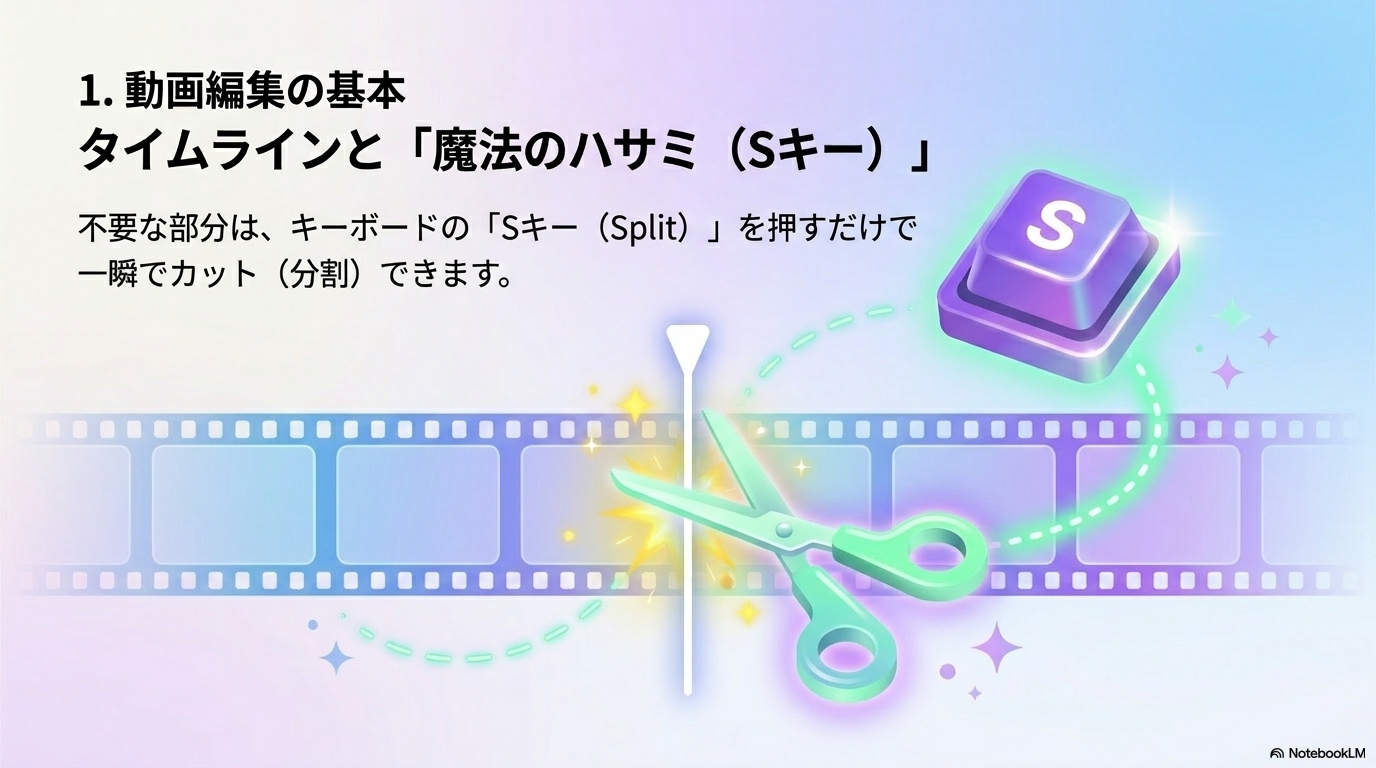 Sキーでカット