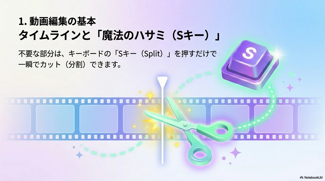 Sキーでカット