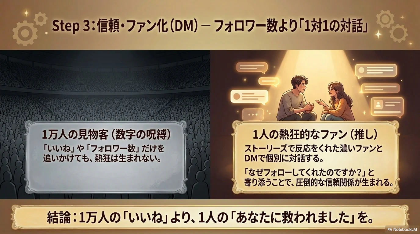 信頼：DMでファン化