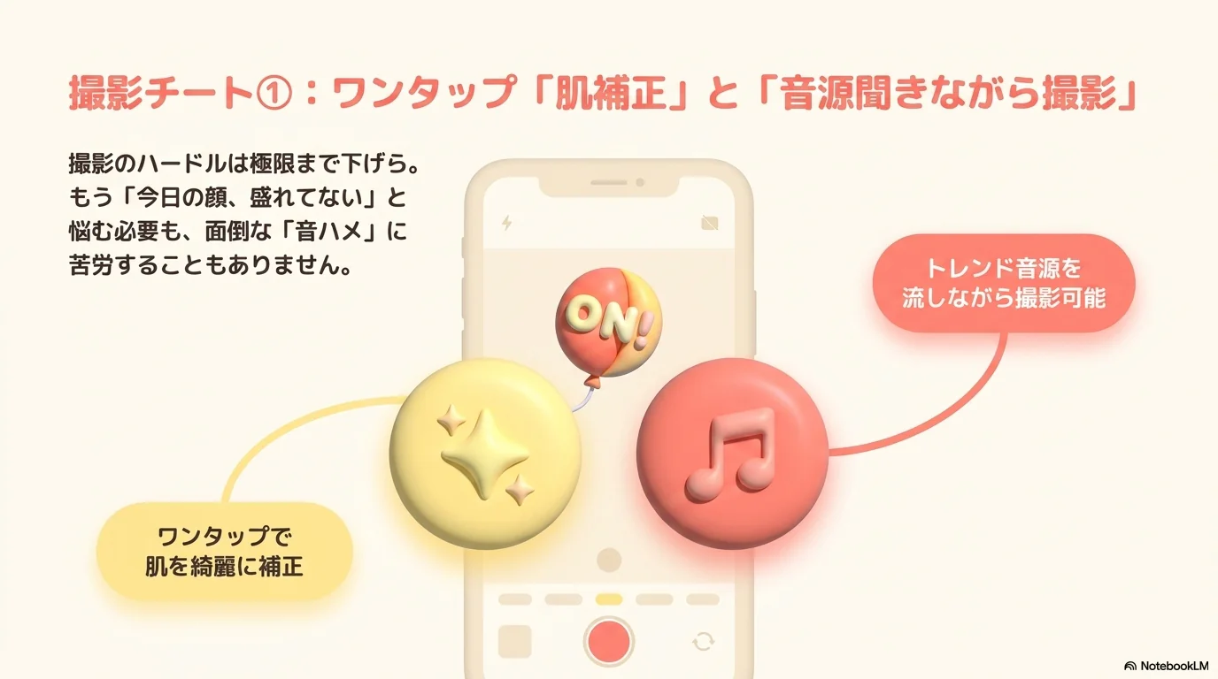 肌補正と音源同期撮影