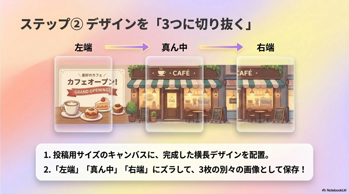 ステップ②：デザインを「3つに切り抜く」